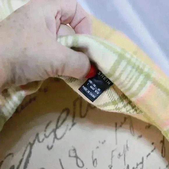 Shein Yellow/Green Plaid Shaket Size L Polyester/Wool Blend - Picture 12 of 12